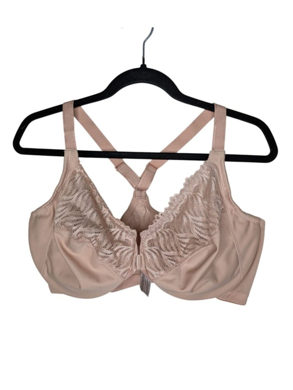 Glamorise Beige Front-Closure T-Back WonderWire Bra 42DD Style 1246